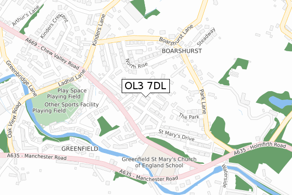 OL3 7DL map - large scale - OS Open Zoomstack (Ordnance Survey)