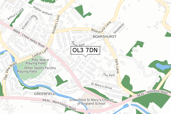 OL3 7DN map - large scale - OS Open Zoomstack (Ordnance Survey)