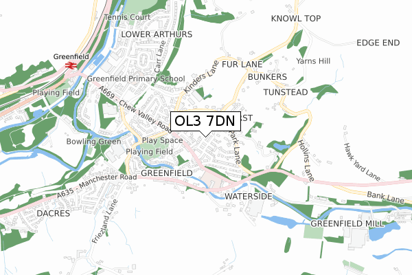 OL3 7DN map - small scale - OS Open Zoomstack (Ordnance Survey)