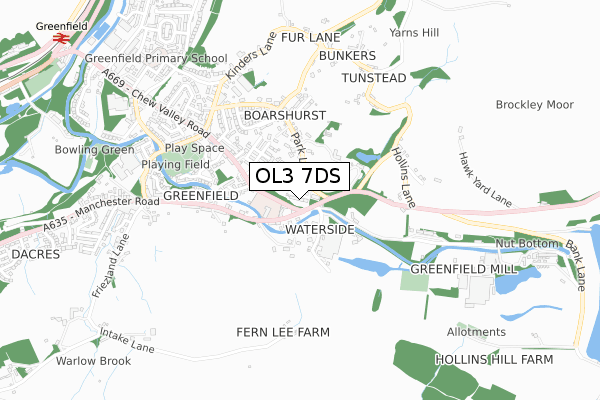 OL3 7DS map - small scale - OS Open Zoomstack (Ordnance Survey)