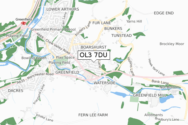 OL3 7DU map - small scale - OS Open Zoomstack (Ordnance Survey)