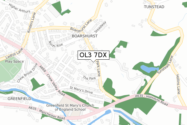 OL3 7DX map - large scale - OS Open Zoomstack (Ordnance Survey)