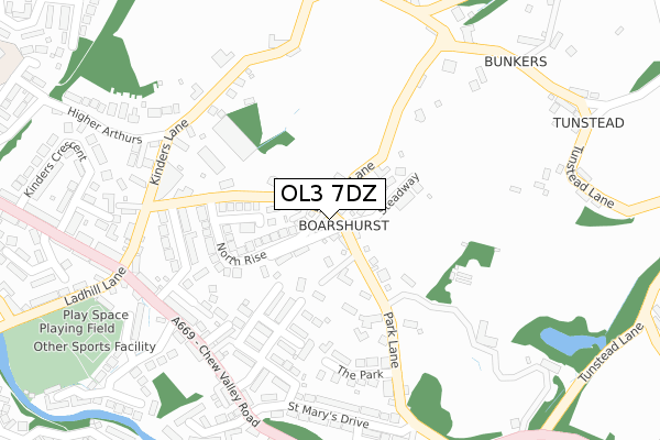 OL3 7DZ map - large scale - OS Open Zoomstack (Ordnance Survey)