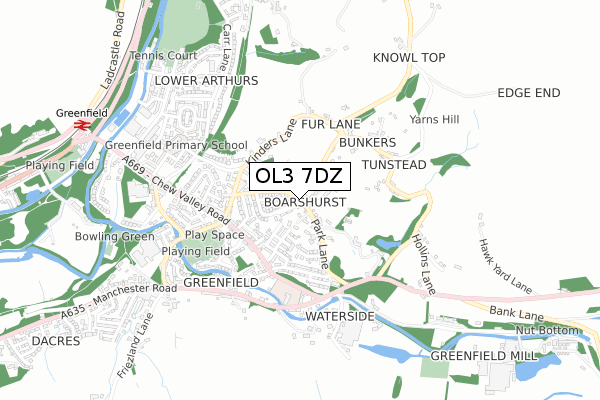 OL3 7DZ map - small scale - OS Open Zoomstack (Ordnance Survey)