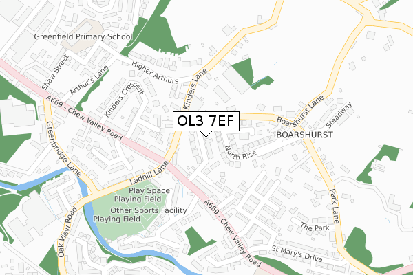 OL3 7EF map - large scale - OS Open Zoomstack (Ordnance Survey)