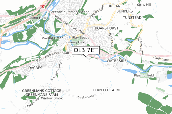 OL3 7ET map - small scale - OS Open Zoomstack (Ordnance Survey)