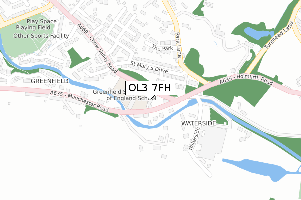 OL3 7FH map - large scale - OS Open Zoomstack (Ordnance Survey)