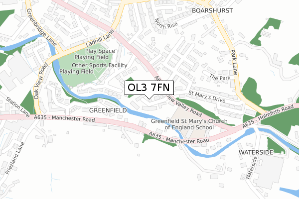 OL3 7FN map - large scale - OS Open Zoomstack (Ordnance Survey)