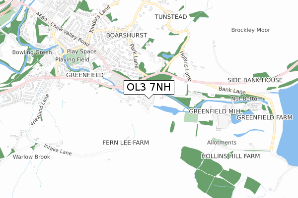 OL3 7NH map - small scale - OS Open Zoomstack (Ordnance Survey)