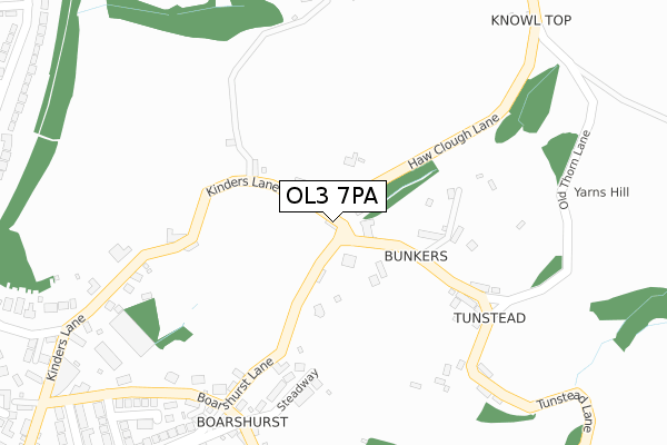 OL3 7PA map - large scale - OS Open Zoomstack (Ordnance Survey)