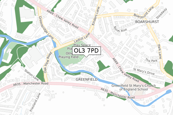 OL3 7PD map - large scale - OS Open Zoomstack (Ordnance Survey)