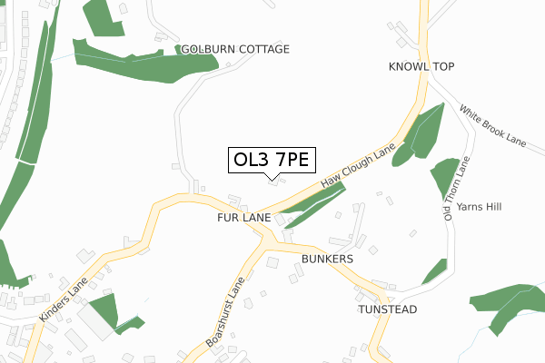 OL3 7PE map - large scale - OS Open Zoomstack (Ordnance Survey)