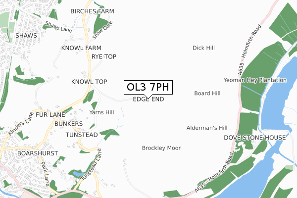 OL3 7PH map - small scale - OS Open Zoomstack (Ordnance Survey)