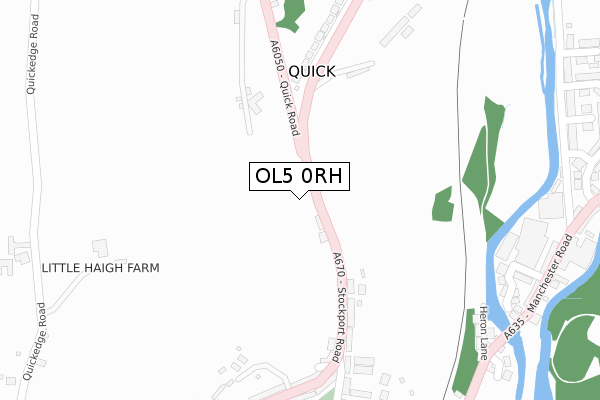 OL5 0RH map - large scale - OS Open Zoomstack (Ordnance Survey)