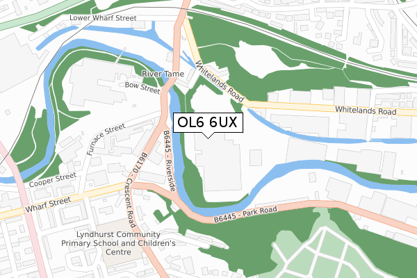 OL6 6UX map - large scale - OS Open Zoomstack (Ordnance Survey)