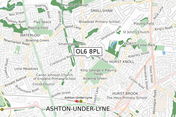 OL6 8PL map - small scale - OS Open Zoomstack (Ordnance Survey)