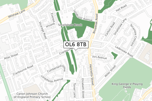 OL6 8TB map - large scale - OS Open Zoomstack (Ordnance Survey)