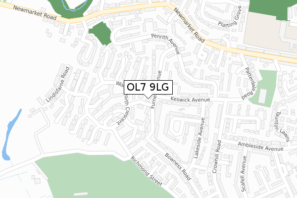 OL7 9LG map - large scale - OS Open Zoomstack (Ordnance Survey)