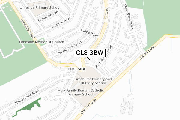 OL8 3BW map - large scale - OS Open Zoomstack (Ordnance Survey)