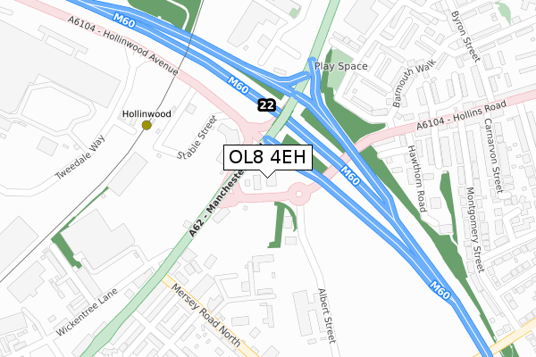 OL8 4EH map - large scale - OS Open Zoomstack (Ordnance Survey)