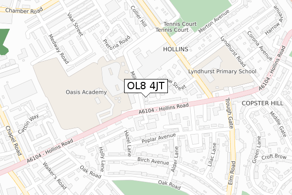 OL8 4JT map - large scale - OS Open Zoomstack (Ordnance Survey)