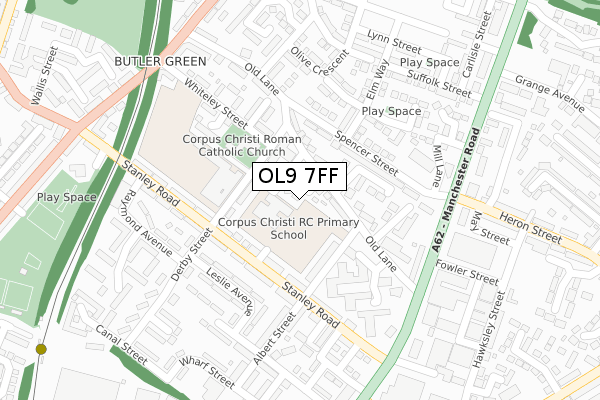 OL9 7FF map - large scale - OS Open Zoomstack (Ordnance Survey)