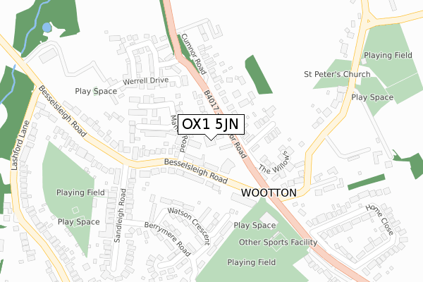 OX1 5JN map - large scale - OS Open Zoomstack (Ordnance Survey)