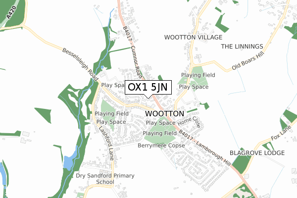 OX1 5JN map - small scale - OS Open Zoomstack (Ordnance Survey)