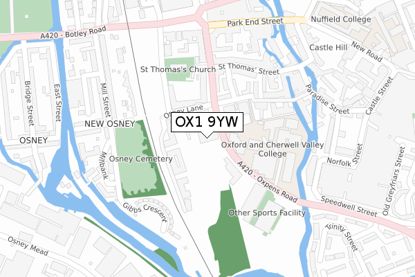 OX1 9YW map - large scale - OS Open Zoomstack (Ordnance Survey)