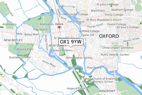 OX1 9YW map - small scale - OS Open Zoomstack (Ordnance Survey)