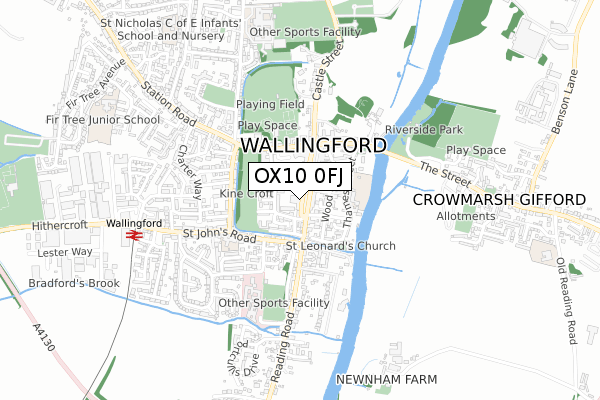 OX10 0FJ map - small scale - OS Open Zoomstack (Ordnance Survey)