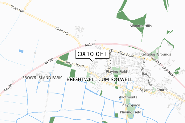 OX10 0FT map - small scale - OS Open Zoomstack (Ordnance Survey)