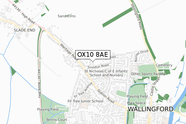 OX10 8AE map - small scale - OS Open Zoomstack (Ordnance Survey)