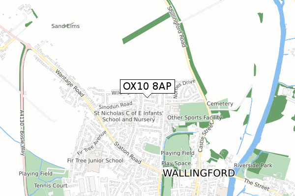 OX10 8AP map - small scale - OS Open Zoomstack (Ordnance Survey)