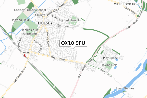 OX10 9FU map - small scale - OS Open Zoomstack (Ordnance Survey)