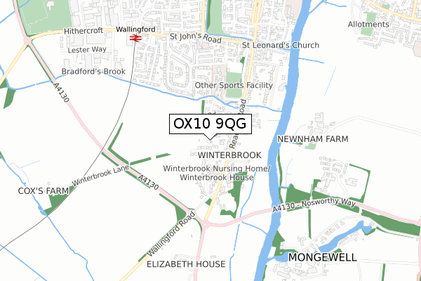 OX10 9QG map - small scale - OS Open Zoomstack (Ordnance Survey)