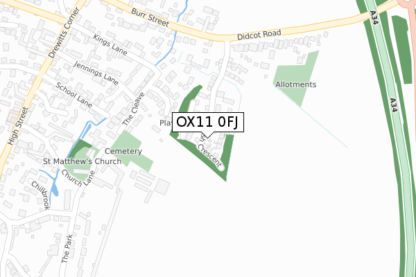 OX11 0FJ map - large scale - OS Open Zoomstack (Ordnance Survey)