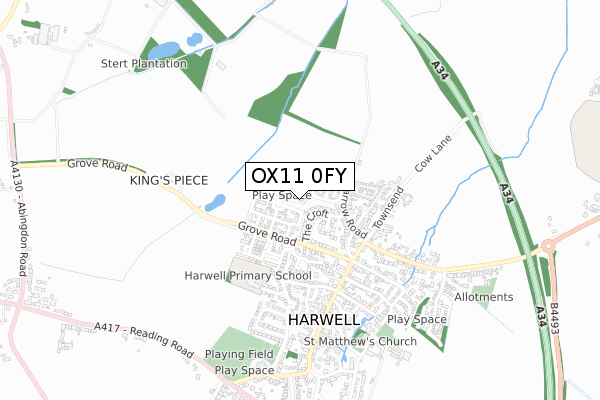 OX11 0FY map - small scale - OS Open Zoomstack (Ordnance Survey)