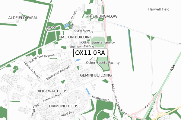 OX11 0RA map - small scale - OS Open Zoomstack (Ordnance Survey)