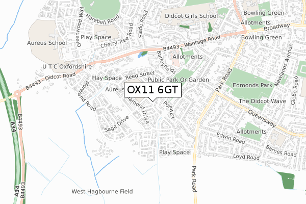 OX11 6GT map - small scale - OS Open Zoomstack (Ordnance Survey)