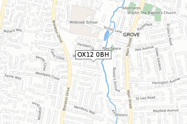 OX12 0BH map - large scale - OS Open Zoomstack (Ordnance Survey)