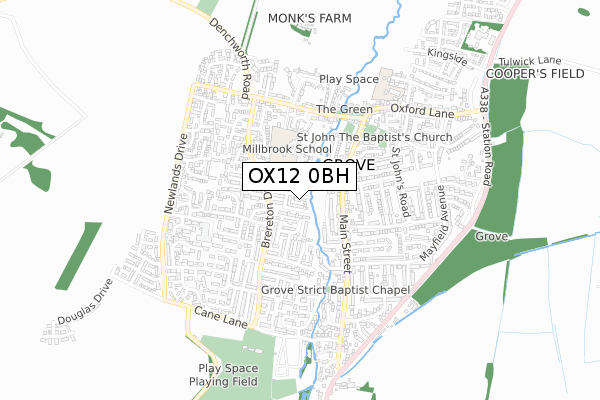 OX12 0BH map - small scale - OS Open Zoomstack (Ordnance Survey)