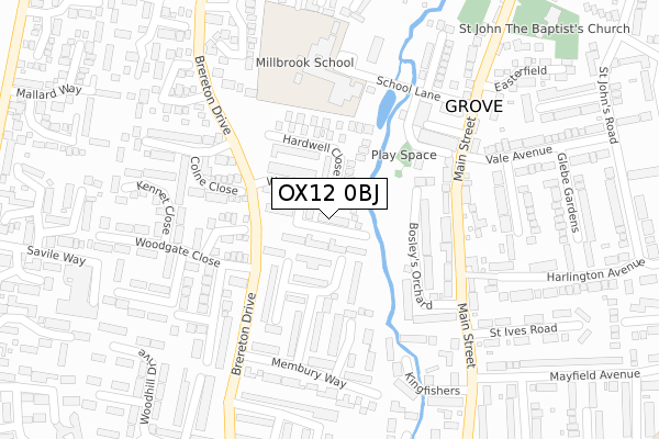 OX12 0BJ map - large scale - OS Open Zoomstack (Ordnance Survey)