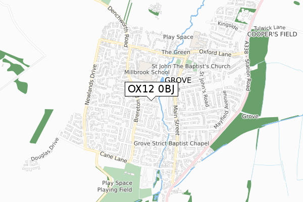 OX12 0BJ map - small scale - OS Open Zoomstack (Ordnance Survey)