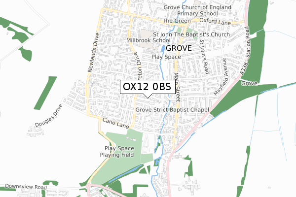 OX12 0BS map - small scale - OS Open Zoomstack (Ordnance Survey)