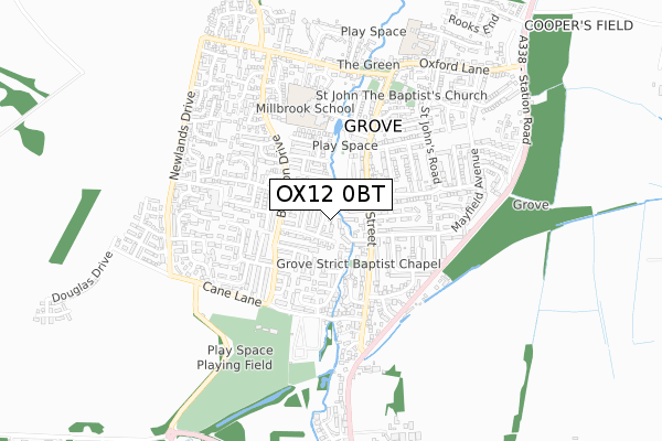 OX12 0BT map - small scale - OS Open Zoomstack (Ordnance Survey)