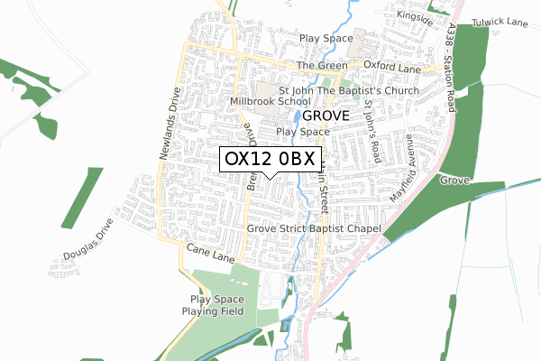 OX12 0BX map - small scale - OS Open Zoomstack (Ordnance Survey)