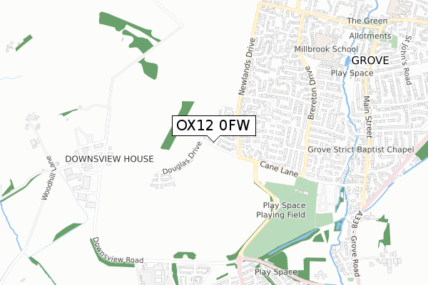 OX12 0FW map - small scale - OS Open Zoomstack (Ordnance Survey)