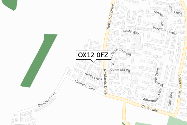 OX12 0FZ map - large scale - OS Open Zoomstack (Ordnance Survey)