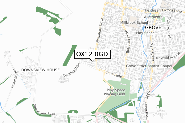 OX12 0GD map - small scale - OS Open Zoomstack (Ordnance Survey)